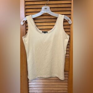 Anue Ligne Cream Sleeveless Fitted Tank Top Sz M